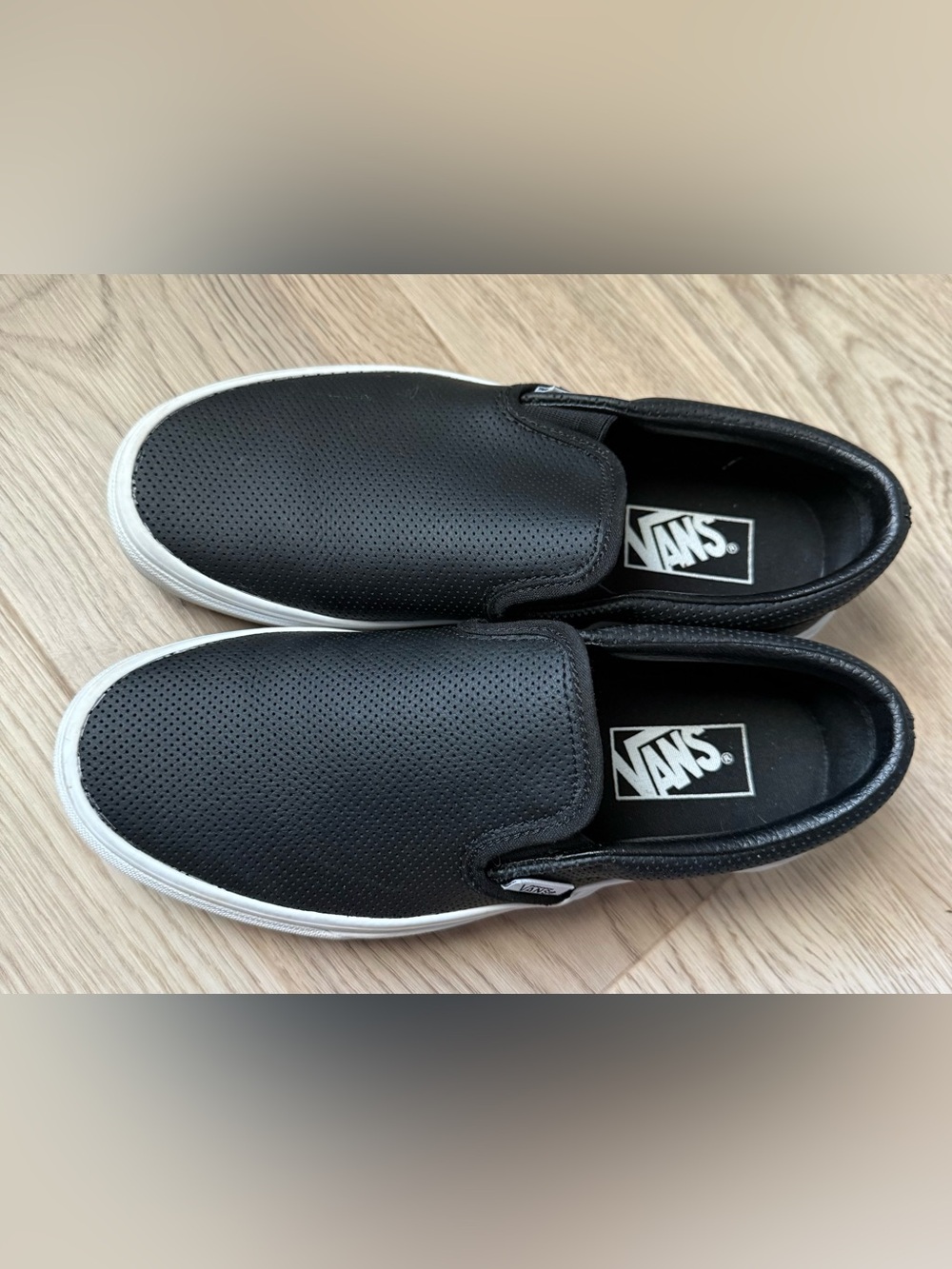 Vans Black Perforated Leather Slip-On Sneakers - Picture 4 of 5